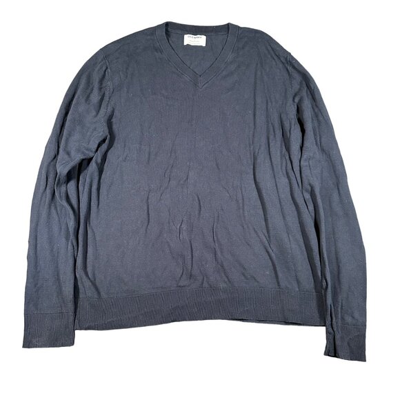 Old Navy Mens Large Navy Blue V-Neck Long Sleeve Cotton Thin Pullover Sweater - Picture 1 of 5